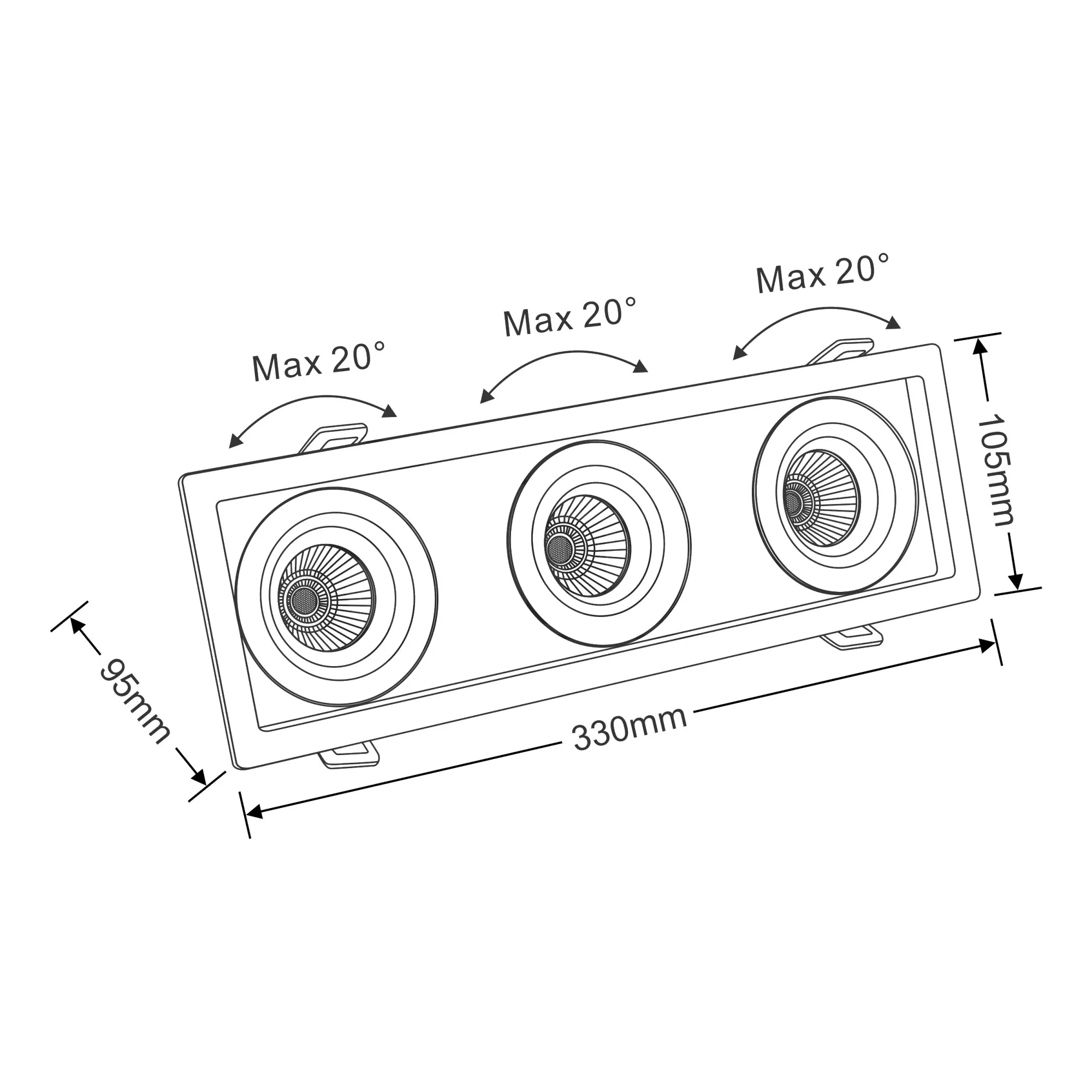 BUZZ 12-3 Recessed Ceiling Luminaires Dlux Multi-Head Recess Ceiling